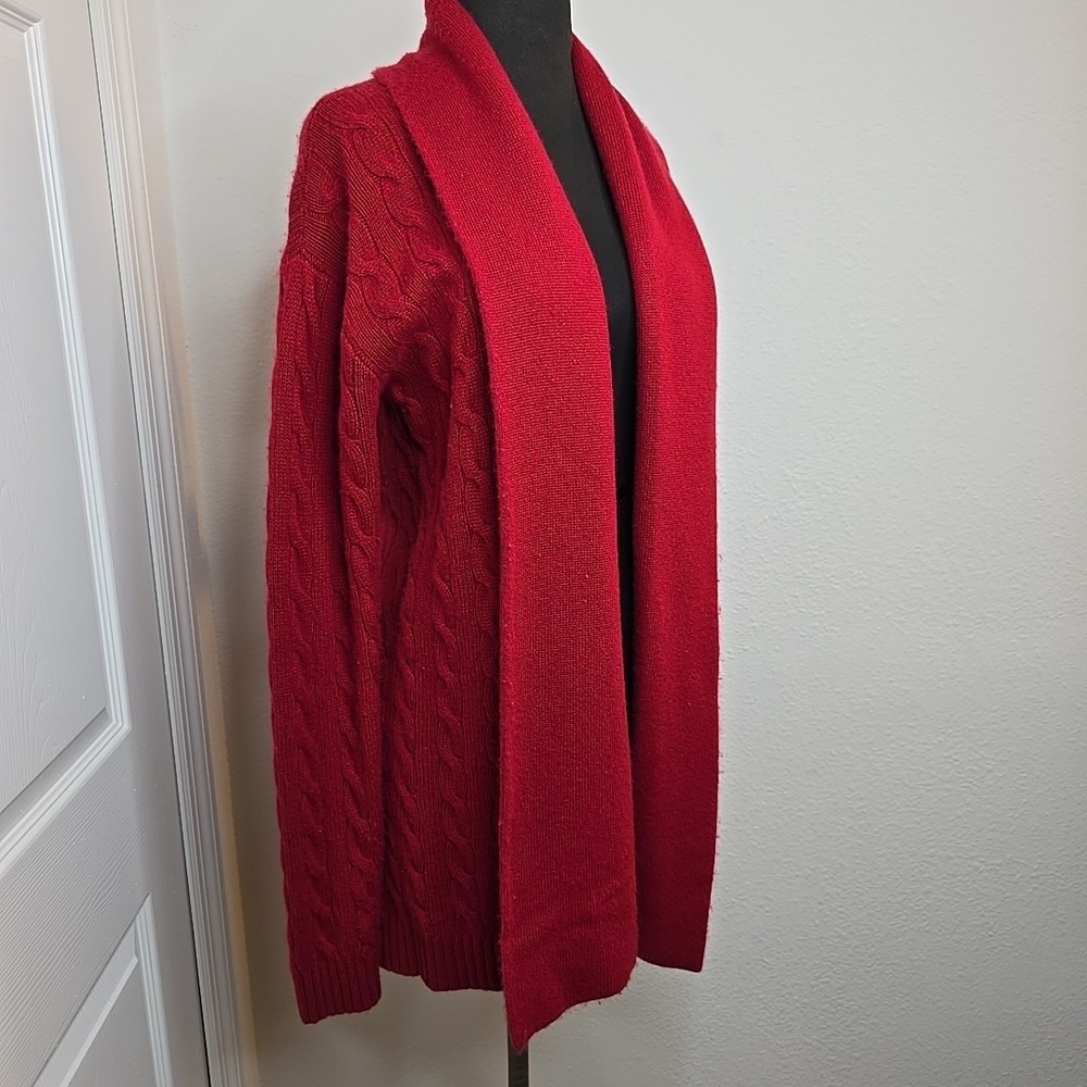VTG Ralph Lauren 100% Cashmere Cardigan Black Label Collection Red‎ Cable Knit
